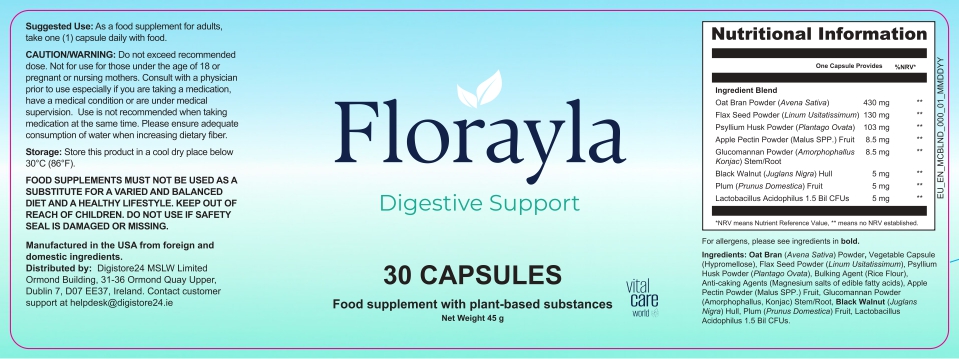 Florayla label — nutritional information