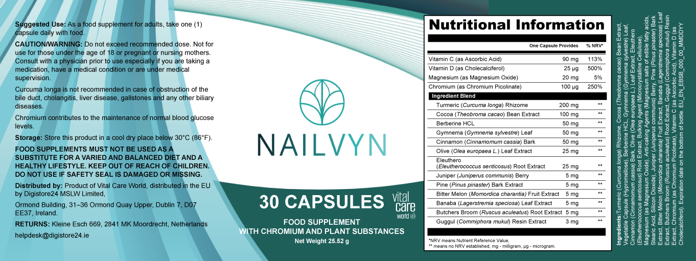Nailvyn label — nutritional information