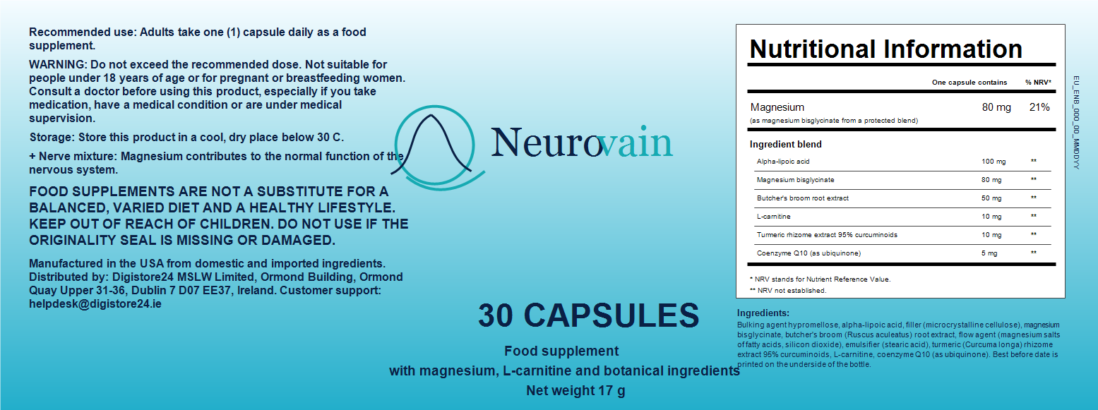 Neurovain label — nutritional information