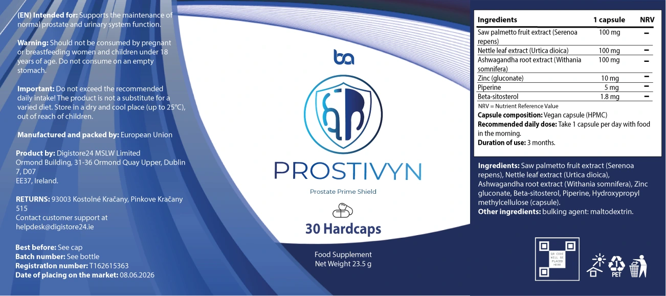 Prostivyn label — nutritional information